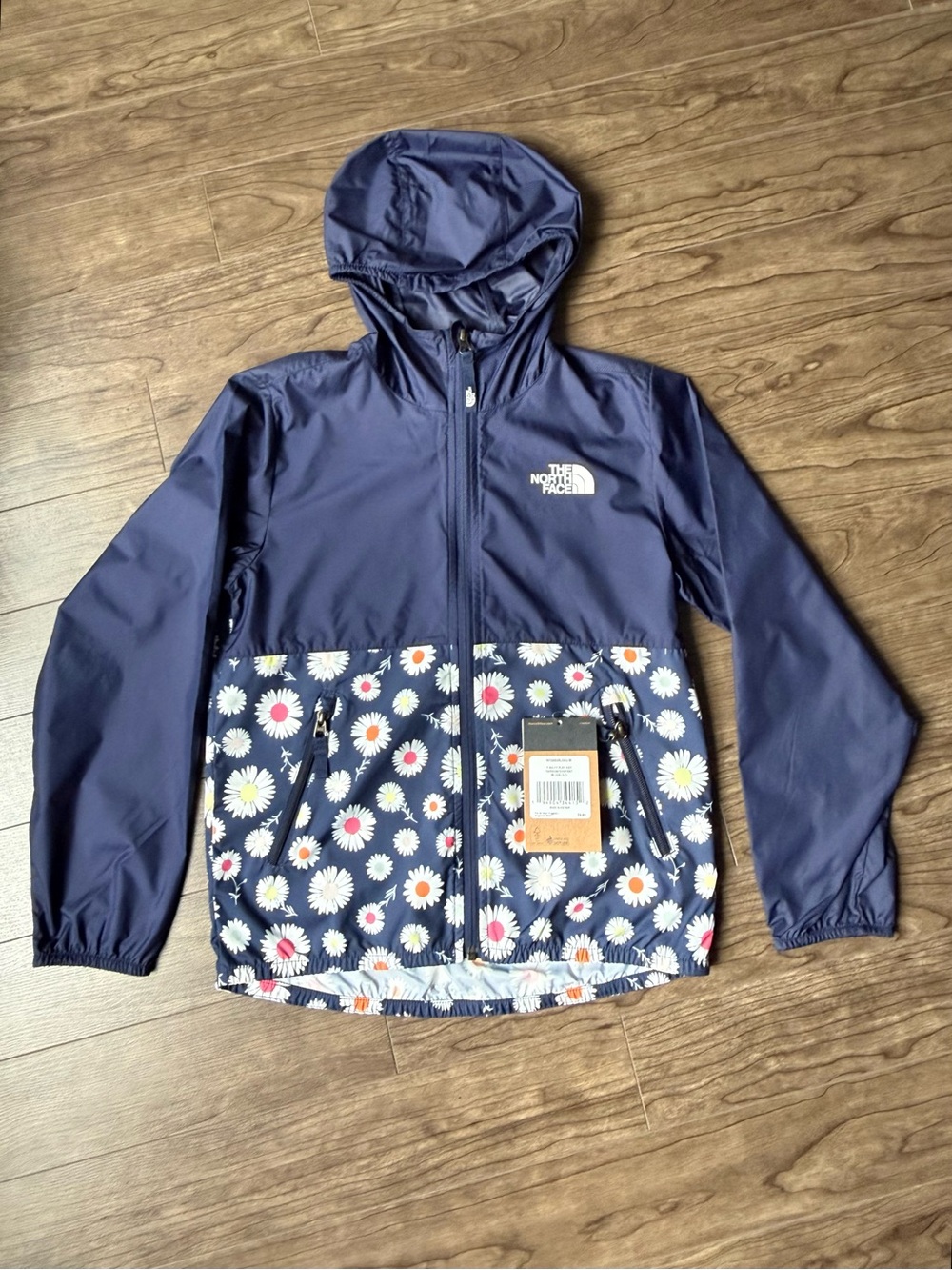 NWT ! The North Face Youth WindWall Floral Jacket Navy Print Size Medium (10/12)